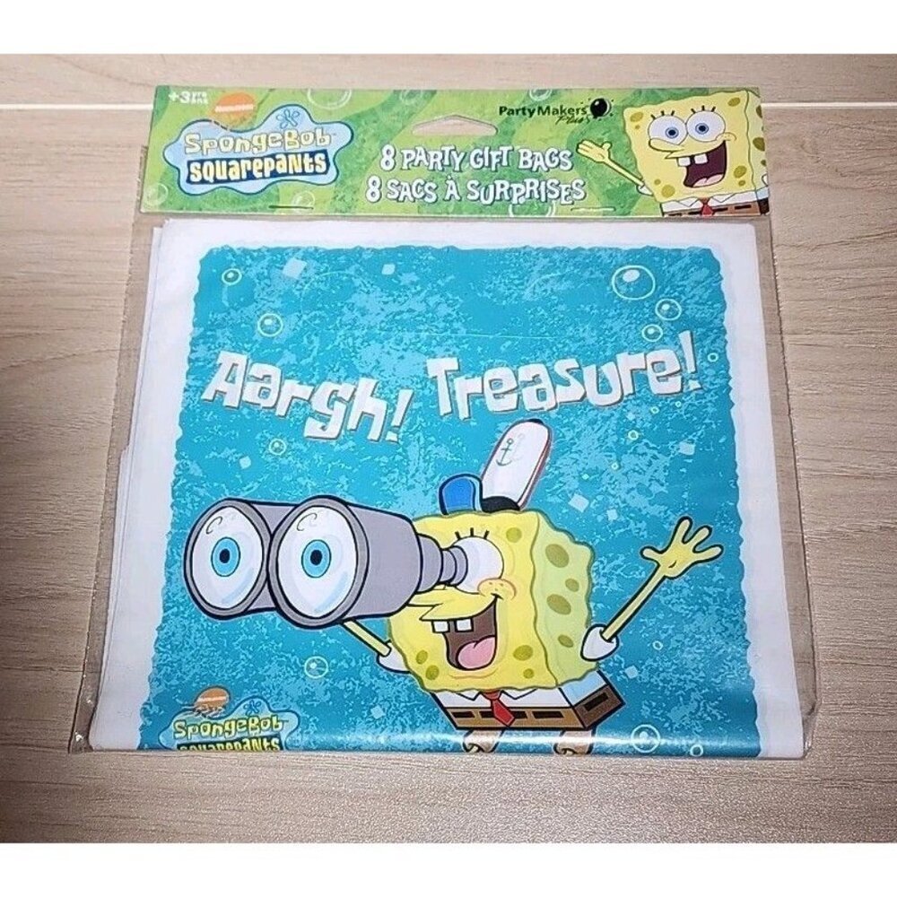 Spongebob Squarepants 8 ct Party Plastic Gift Loot Treat Favor Bags NEW SEALED